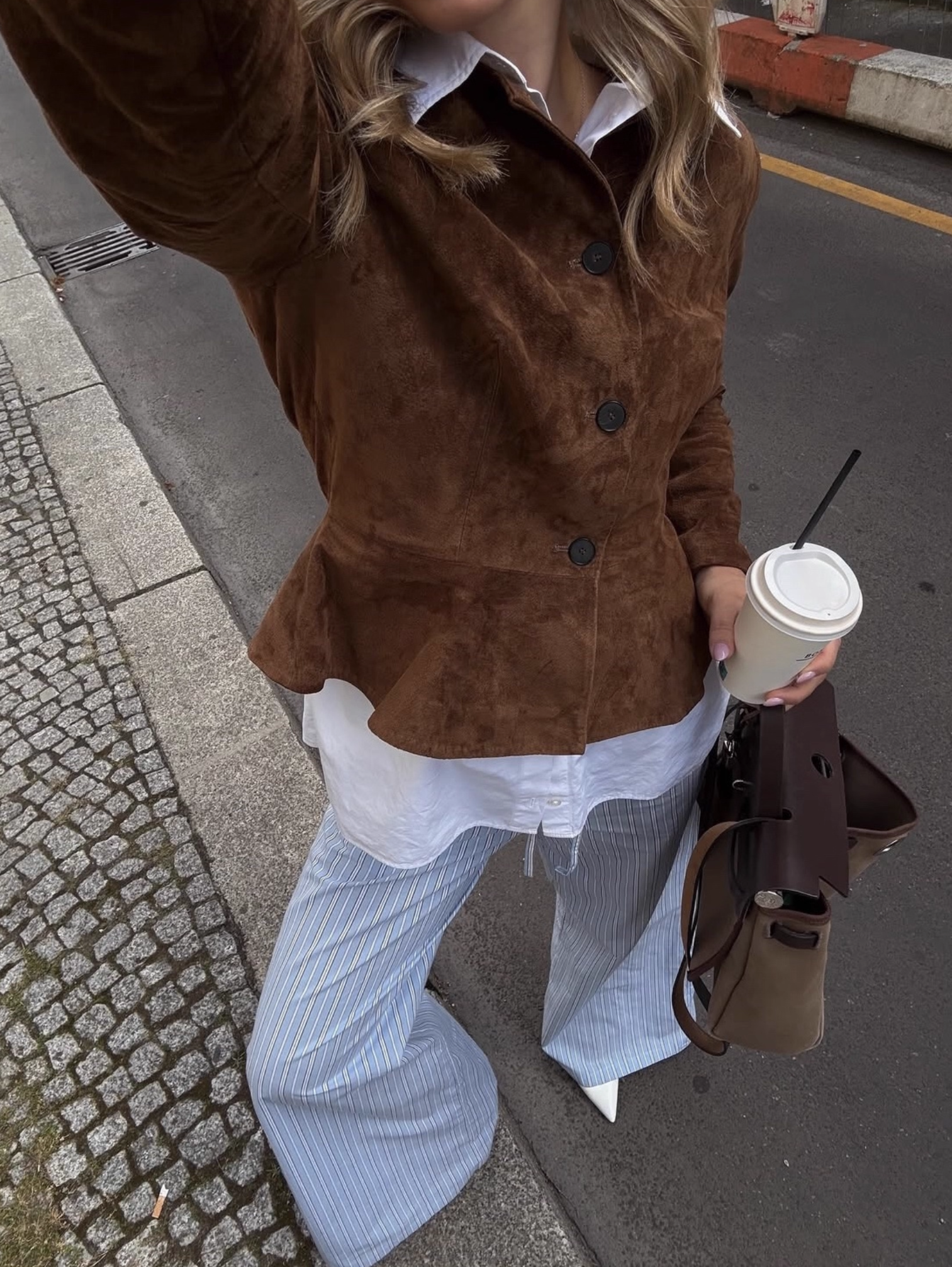 IMITATION SUEDE BROWN SHORT JACKET
