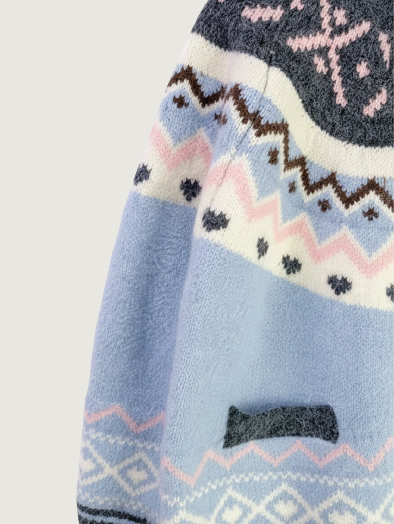 VINTAGE PATTERN KNIT CARDIGAN I BLUE