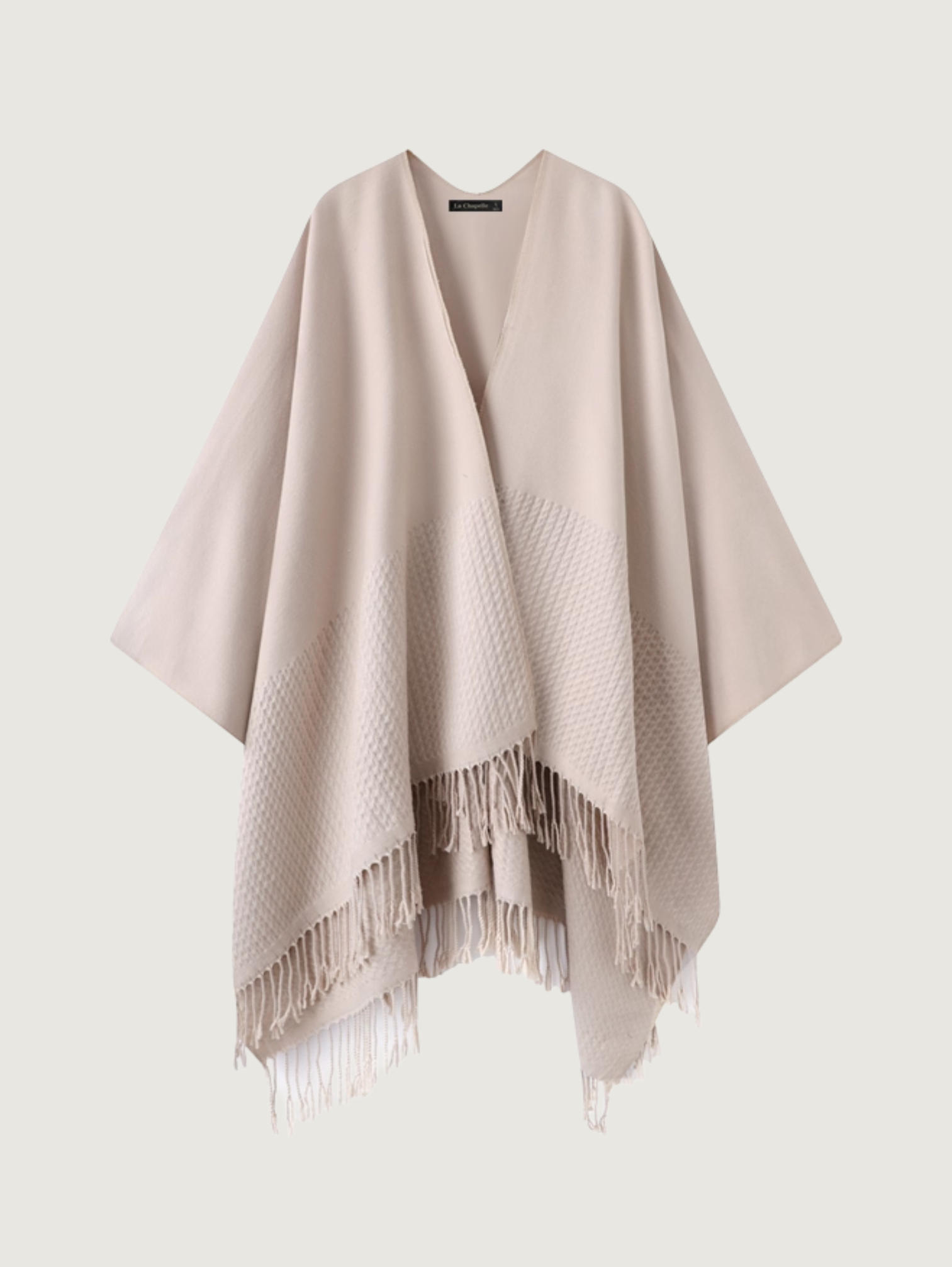 LUXURY FRINGED KNIT SHAWL CAPE SCARF