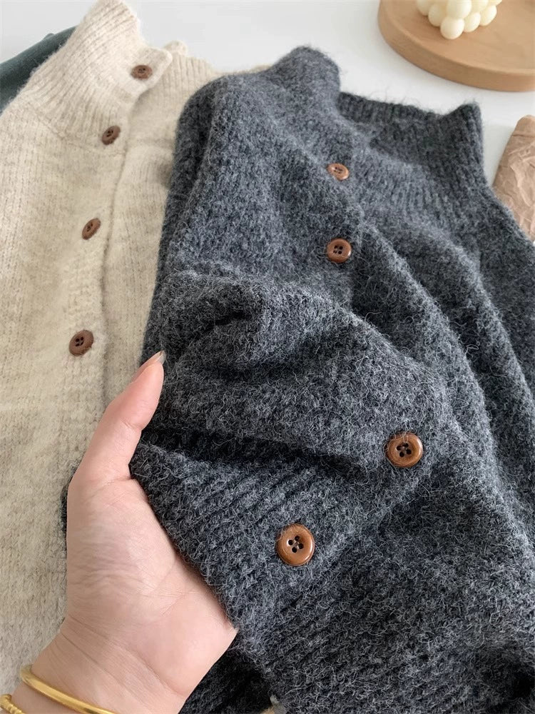 HIGH-END STAND COLLAR KNIT CARDIGAN