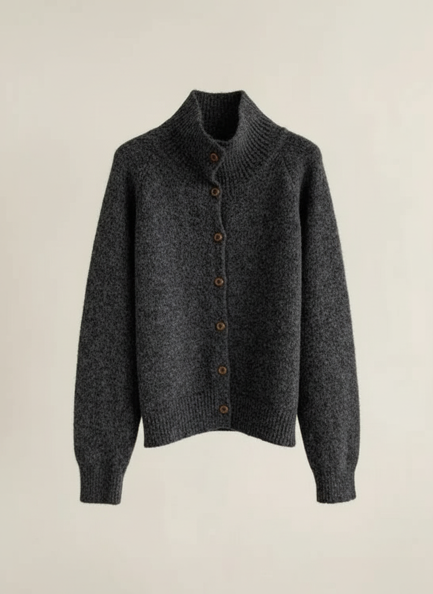 HIGH-END STAND COLLAR KNIT CARDIGAN